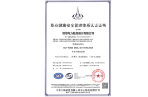 职业健康安全管理体系认证证书