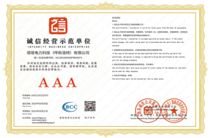 诚信经营示范单位
